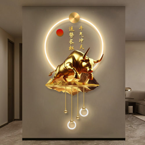 qicho玄关轻奢定制发光壁画财运