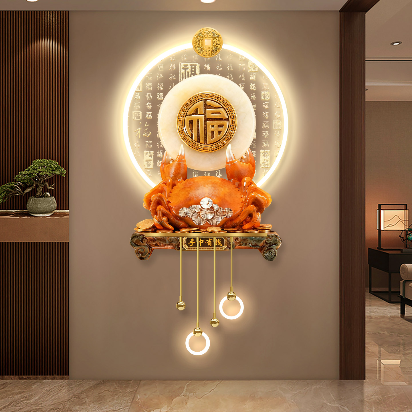 qicho玄关轻奢定制发光装饰灯画