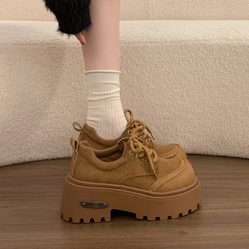 法式加绒增高厚底深口单鞋女秋冬季2025新款勃肯鞋大头系带小皮鞋,女鞋,勃肯鞋/软木鞋,淘宝优惠券,粉丝福利购,淘宝优惠卷