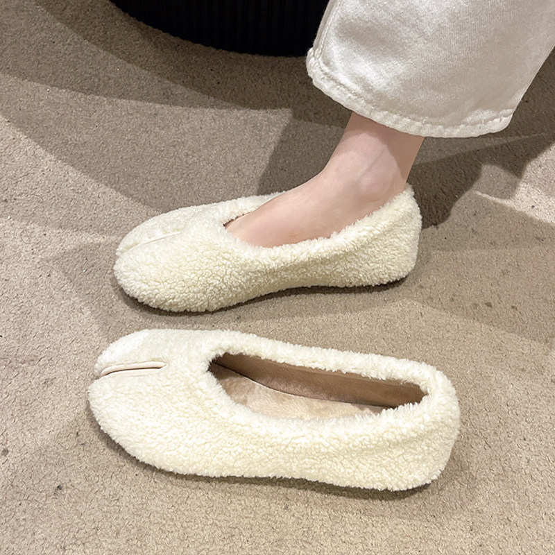 平底毛毛鞋女外穿2025新款秋冬一脚蹬豆豆鞋白色羊羔毛玛丽珍棉鞋,女鞋,浅口单鞋,淘宝优惠券,粉丝福利购,淘宝优惠卷