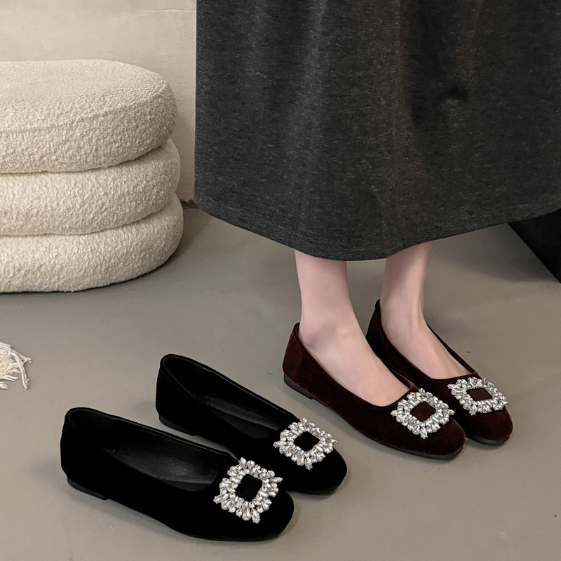 高跟鞋女粗跟单鞋2026新款春季浅口一脚蹬水钻玛丽珍鞋温柔晚晚鞋,女鞋,时尚芭蕾鞋,淘宝优惠券,粉丝福利购,淘宝优惠卷