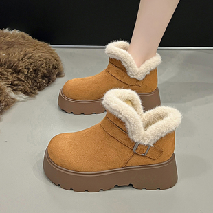 勃肯鞋女鞋冬2025新款爆款毛绒鞋厚底增高不累脚加绒加厚保暖棉鞋