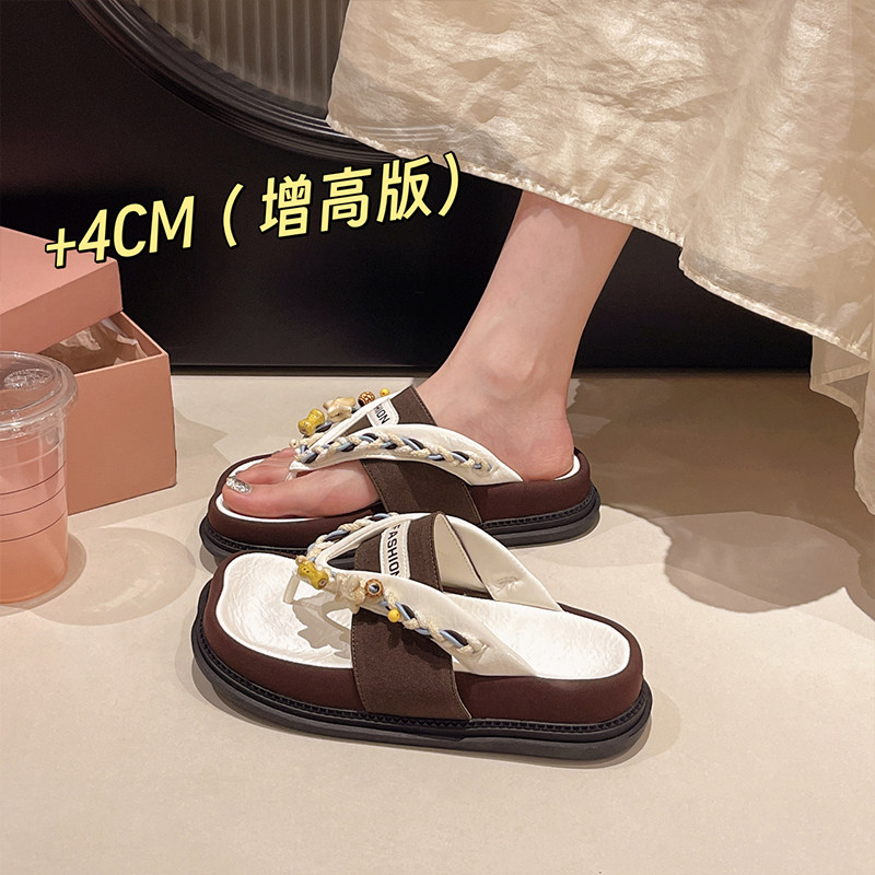 波西米亚风休闲度假编织人字拖女2026夏季新款百搭厚底沙滩凉拖鞋