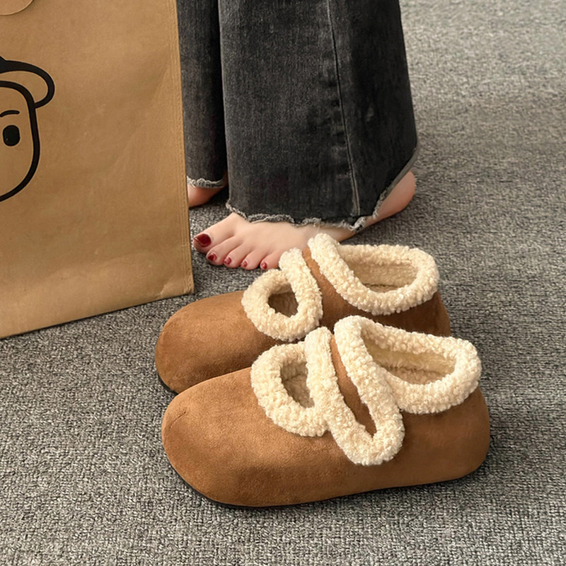 厚底水貂毛毛鞋女外穿2025新款秋季时尚百搭两穿懒人一脚蹬豆豆鞋,女鞋,时尚雪地靴,淘宝优惠券,粉丝福利购,淘宝优惠卷