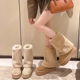 厚底增高中筒靴加绒加厚大棉鞋 奶呼呼毛毛雪地靴女2025年冬季 新款
