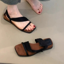 厚底方头一字带凉拖鞋女夏季外穿2025新款法式绝美配裙子两穿凉鞋