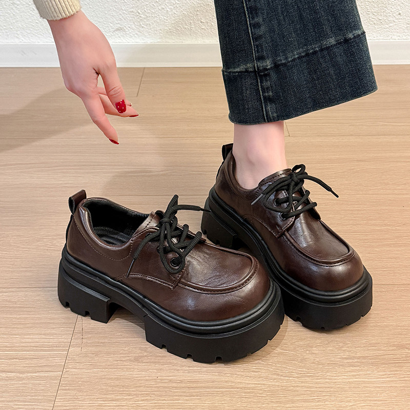 松糕厚底系带乐福鞋女鞋2026新款春季松糕英伦风小皮鞋复古jk单鞋,女鞋,深口单鞋,淘宝优惠券,粉丝福利购,淘宝优惠卷