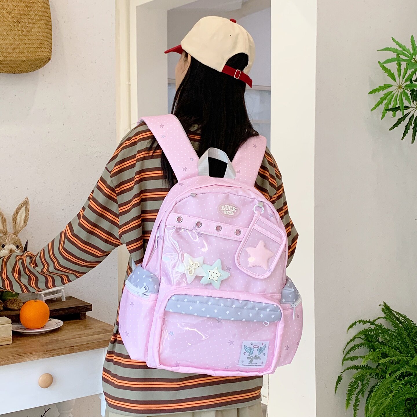 波点痛包双肩包少女日系小众