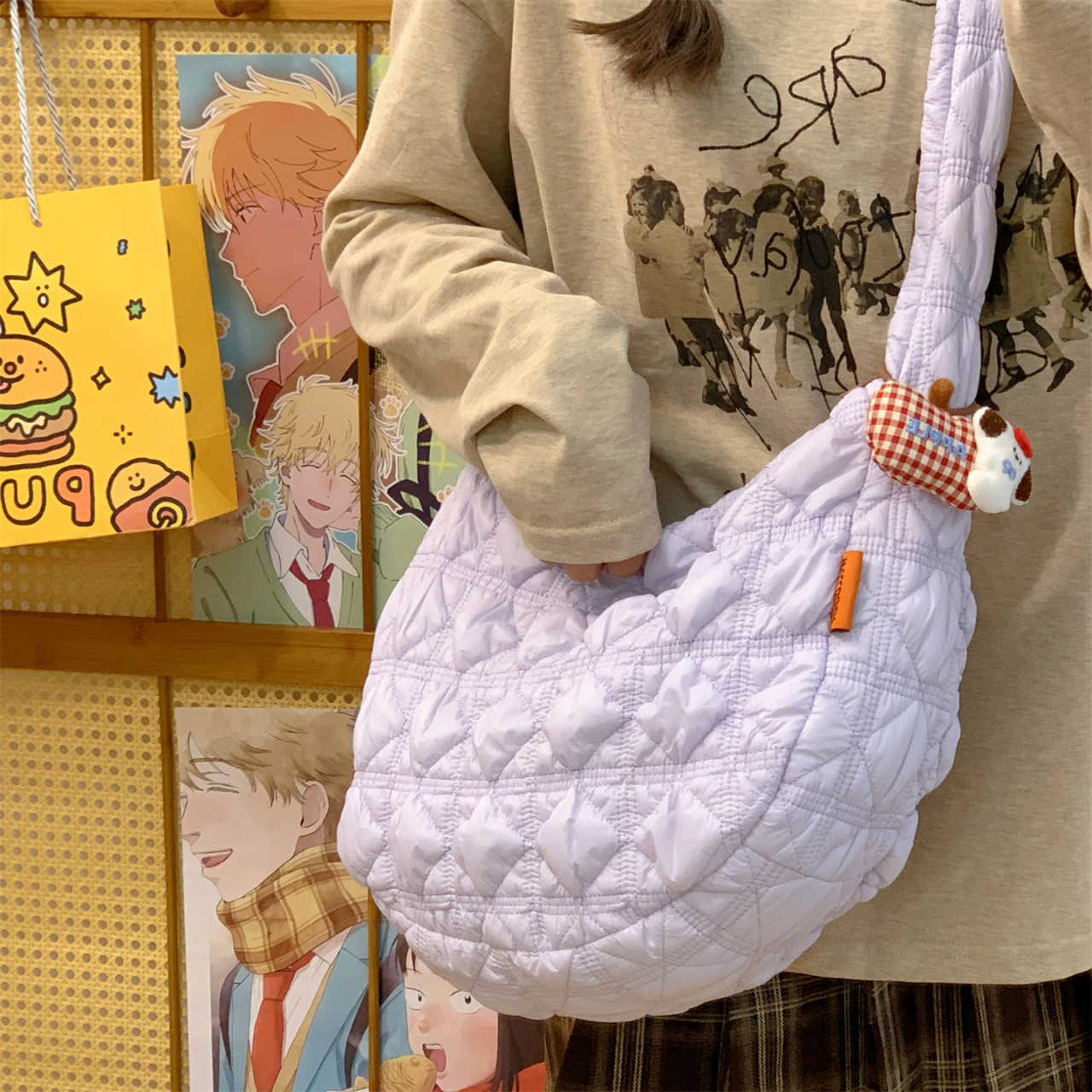 2025新款云朵包斜挎白色可爱女大容量通勤饺子包单肩挎包百搭女包