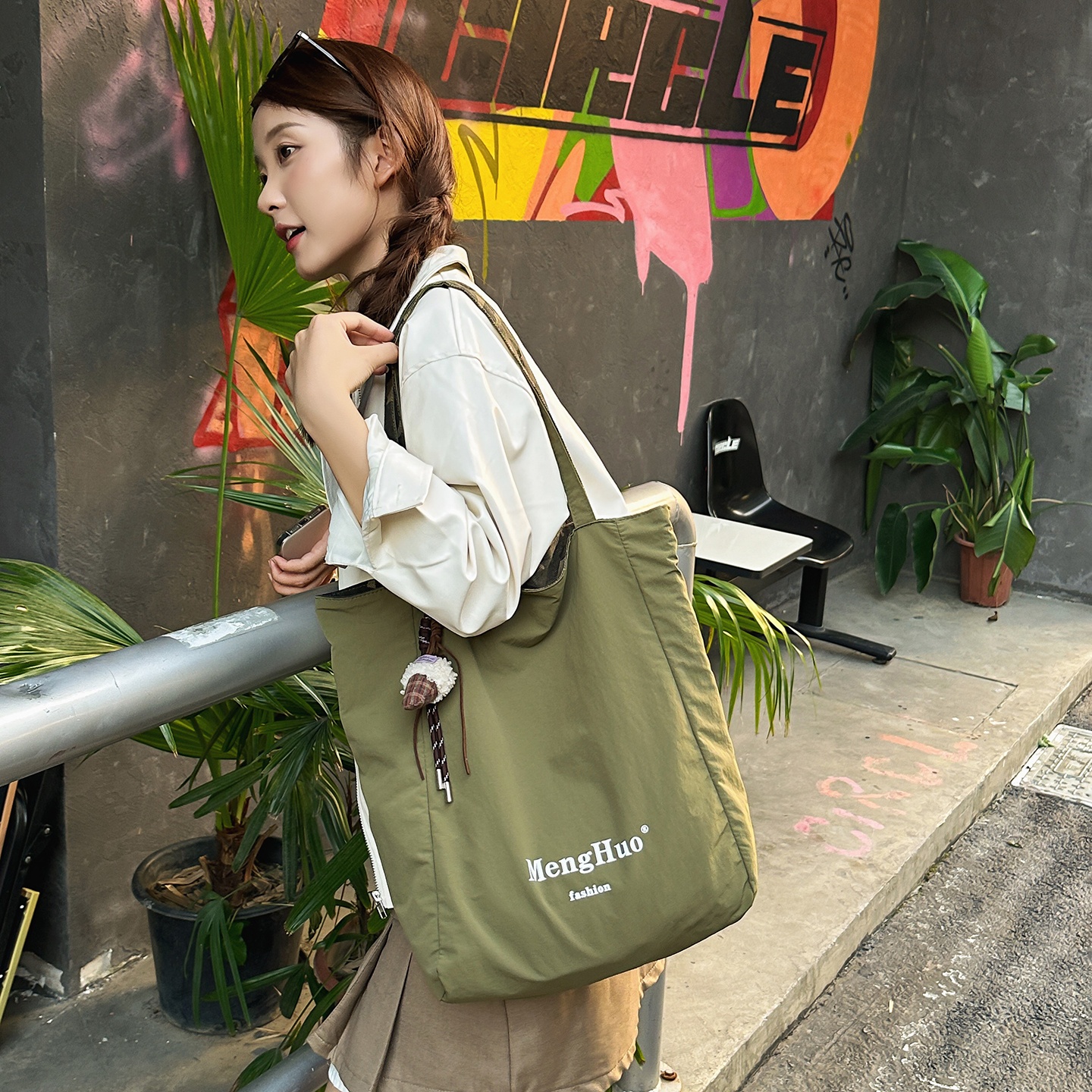 豹纹包包女超火慵懒风简约经典两面可用学生上课手提补习袋帆布包