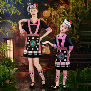 新款侗族服装贵州广西少数民族服饰刺绣苗族儿童款盛装苗族演出服