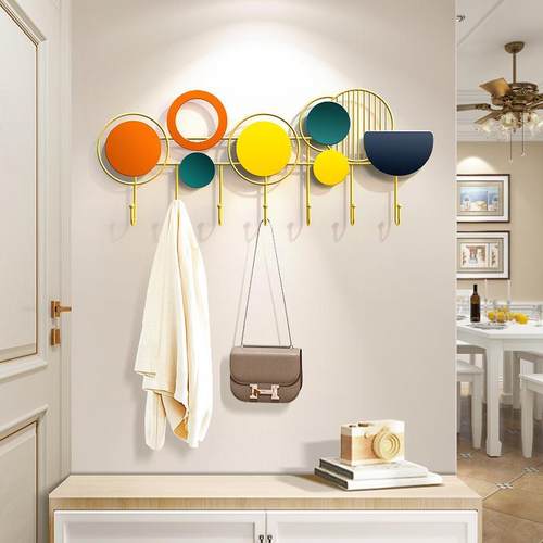 免打孔玄关立式铁艺挂钩挂衣架墙上挂衣服架轻奢房间网红多粘贴挂