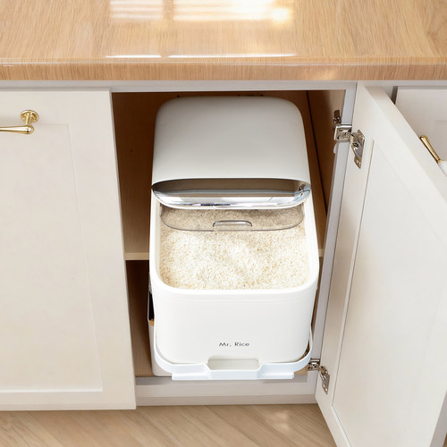 透明滑盖米桶带滑轨抽拉顺畅