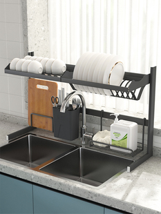 太空铝沥水碗架碗盘收纳架铝合金沥水篮厨房水槽置物架上方碗碟架