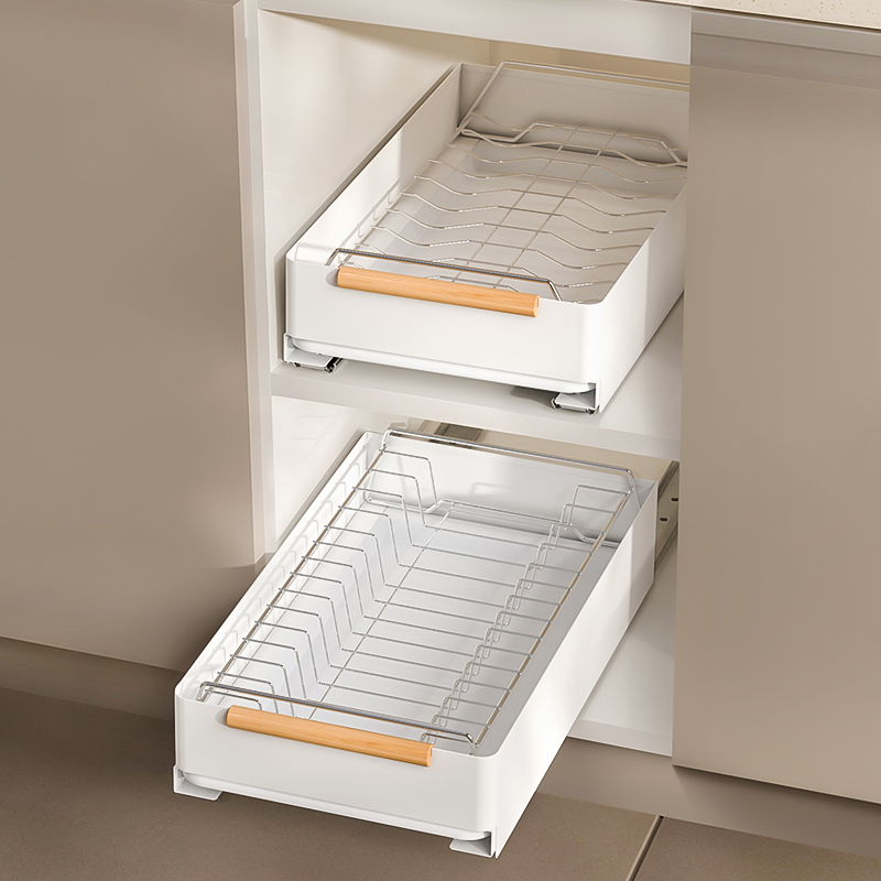 抽拉式置物架深柜内沥水碗盘架