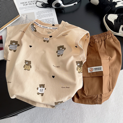男宝宝夏季卡通背心短裤两件套