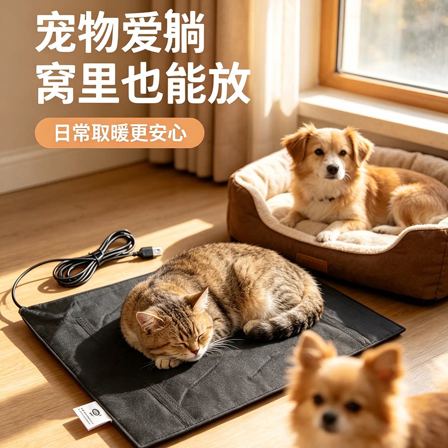 USB碳纤维防水恒温宠物加热垫