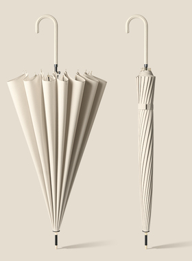 高颜值长柄雨伞女生大号抗风暴雨结实加厚加大加固16骨自动弯钩伞