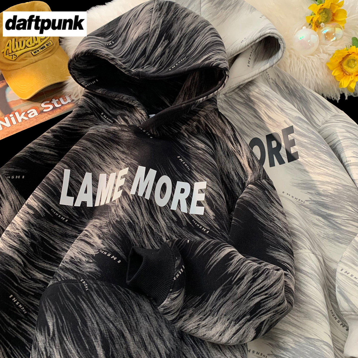 美式重磅扎染连帽卫衣潮流外套