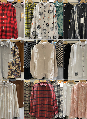 疯庞克福利款衬衫宽松情侣格子长袖男女2025秋miu系穿搭休闲衬衣