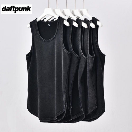 高街水洗做旧背心男ins潮牌宽松