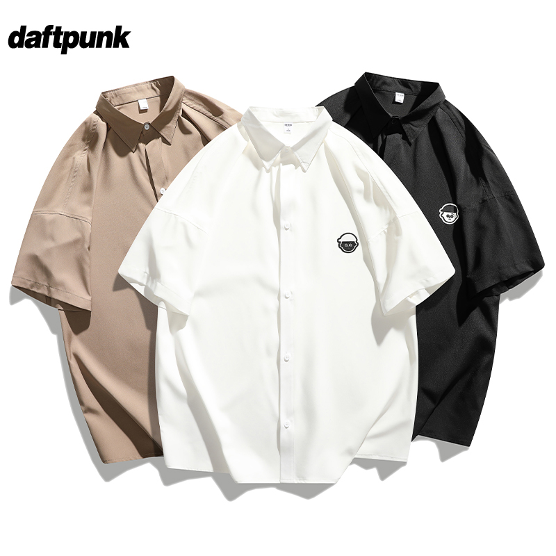 国潮冰丝短袖衬衫男女款高级感