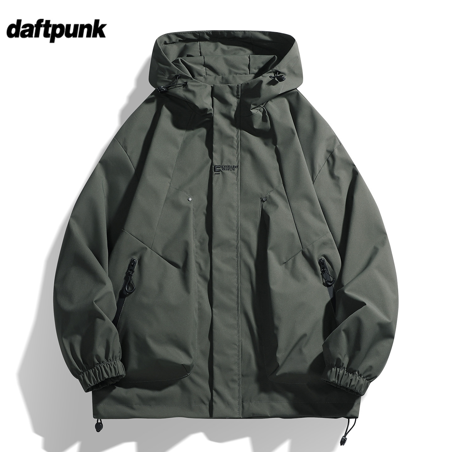 复古简约刺绣连帽冲锋衣外套男女潮牌户外爬山机能风防水工装夹克,男装,夹克,淘宝优惠券,粉丝福利购,淘宝优惠卷