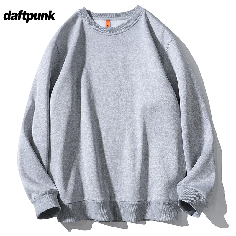 纯色卫衣秋冬款加绒宽松圆领印花