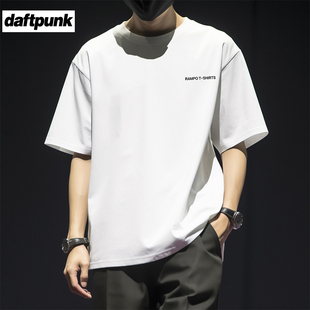 日系百搭半袖 美式 打底衫 t恤男宽松大码 体恤上衣 350克重磅纯色短袖