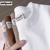 260G重磅新疆纯棉圆领宽松厚实美式 复古纯白色小领口短袖 t恤男女