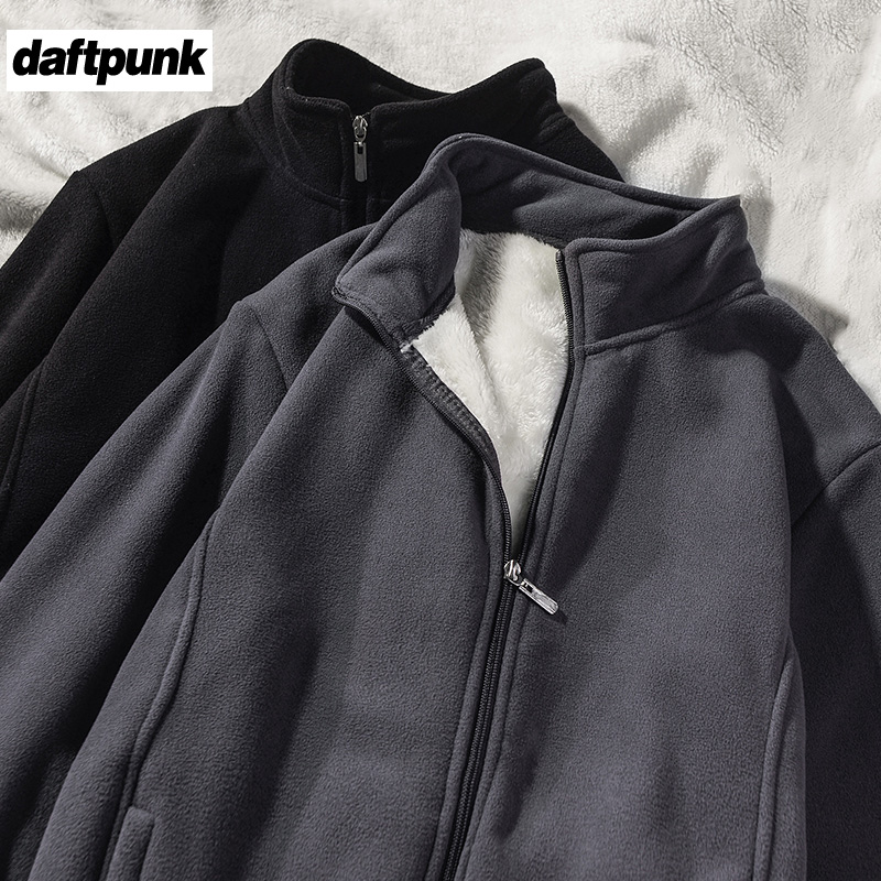 美式摇粒绒外套男加厚立领棉服