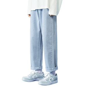 重磅复古工装牛仔裤男春季新款经典原宿bf风直筒宽松阔腿休闲裤子