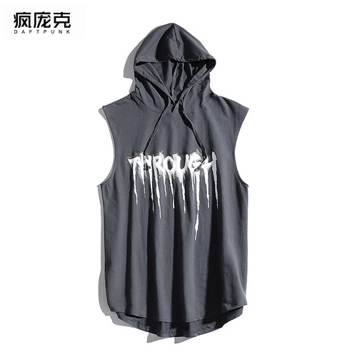 夏季运动连帽背心男ins潮牌港风