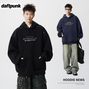 重磅字母刺绣连帽卫衣男女款美式高街情侣外套潮牌休闲运动帽衫