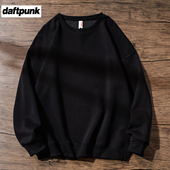 复古日系460g银狐绒加绒圆领卫衣男宽松百搭打底衫 套头基础款 上衣