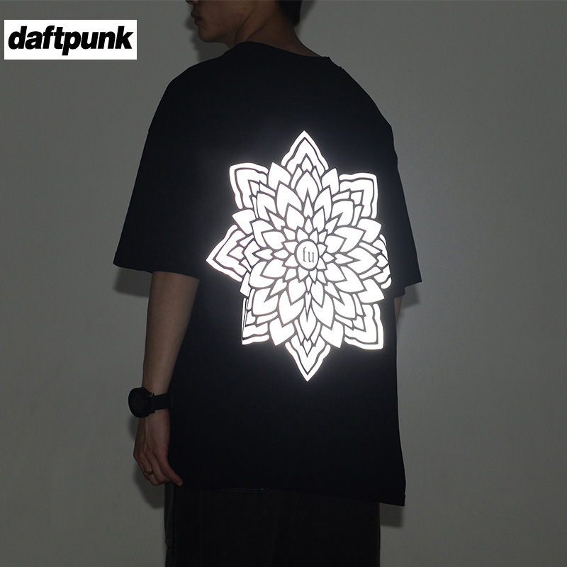 反光曼陀罗花220g纯棉短袖男