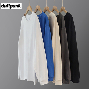 男不透厚实宽松纯色白色春秋卫衣日系圆领打底衫 280g重磅长袖 t恤