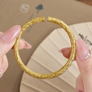 银匠 [金明春] 国风新中式描金足银999.9牡丹花轻奢重工手镯女