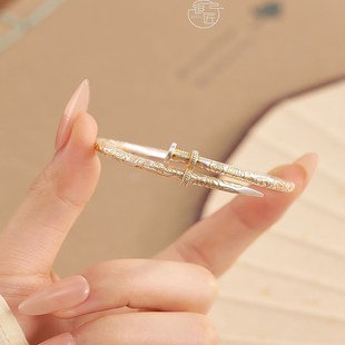 银匠 [一颗不生锈的钉子] 新中式足银999.9手镯描金吉言个性手环