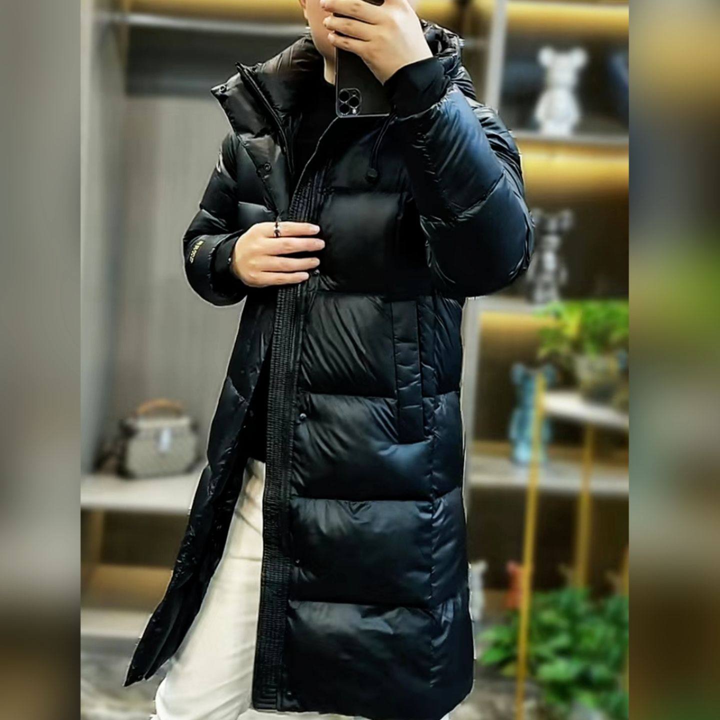 【现货】9999冬季新款欧货高级感连帽长款羽绒服外套潮流时尚百搭