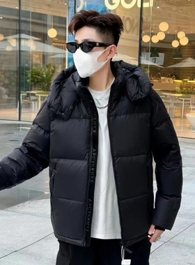 【现货】78222冬季新款鸭绒男女连帽羽绒服短款加厚保暖情侣外套