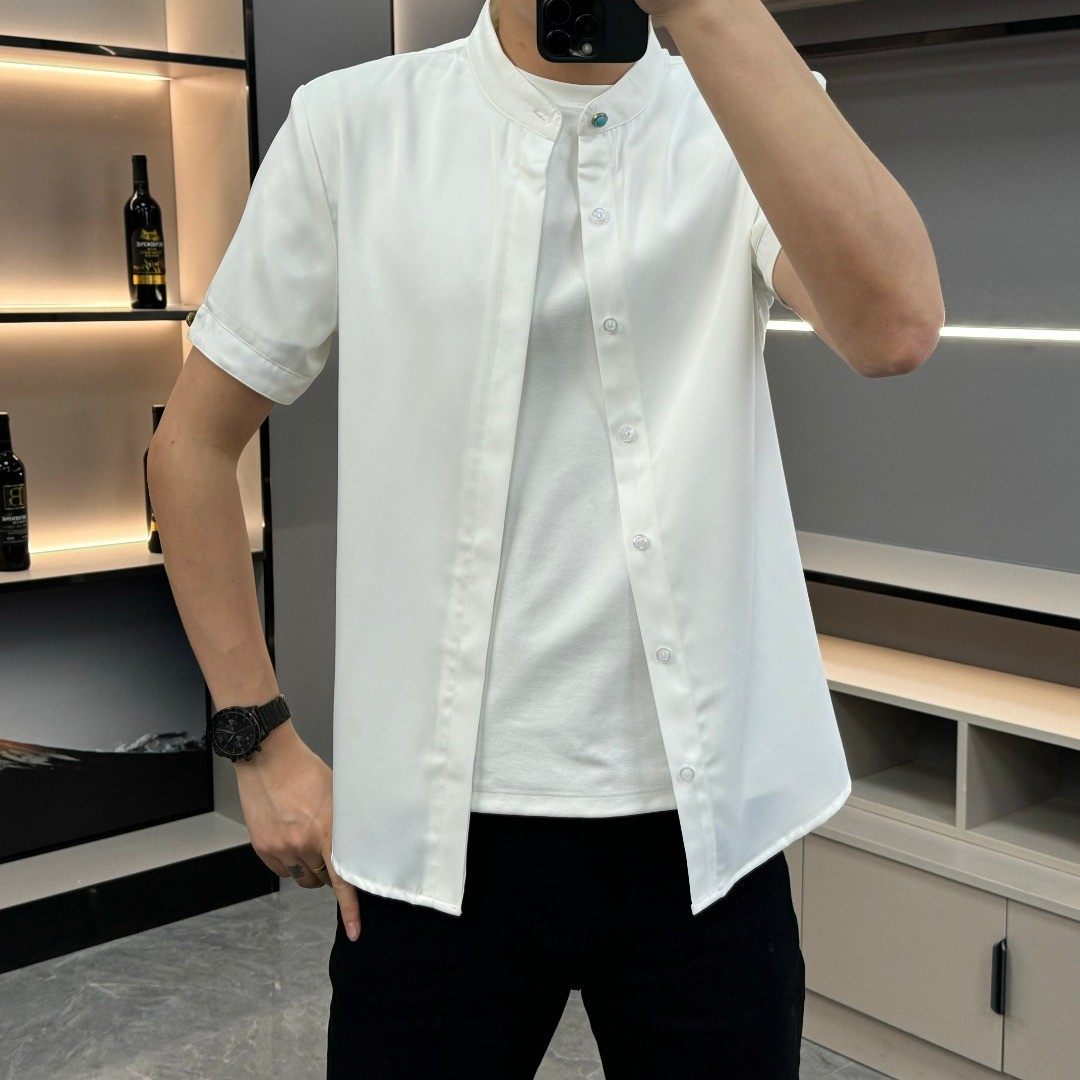 【现货】25098夏季男士新款衬衫短袖轻奢休闲潮流夏痞帅简约百搭