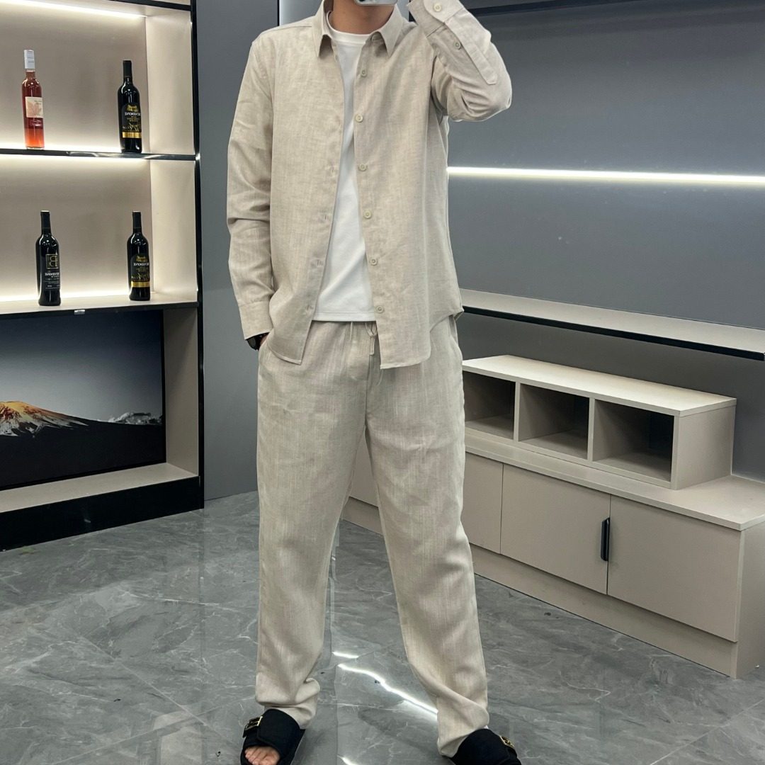 【现货】25092夏季新款亚麻男士套装休闲时尚潮流中国风唐装舒适