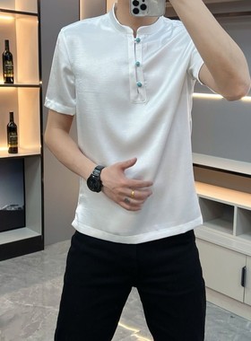 【现货】25104夏季男士爆款短袖T恤简约轻奢精致潮流时尚舒适百搭