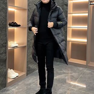 【现货】9999连帽长款羽绒服外套潮流时尚百搭冬季新款欧货高级感