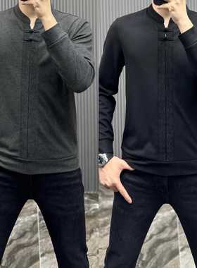 【现货】23288男士新品盘扣唐装小衫修身弹力欧货中国风T恤衫