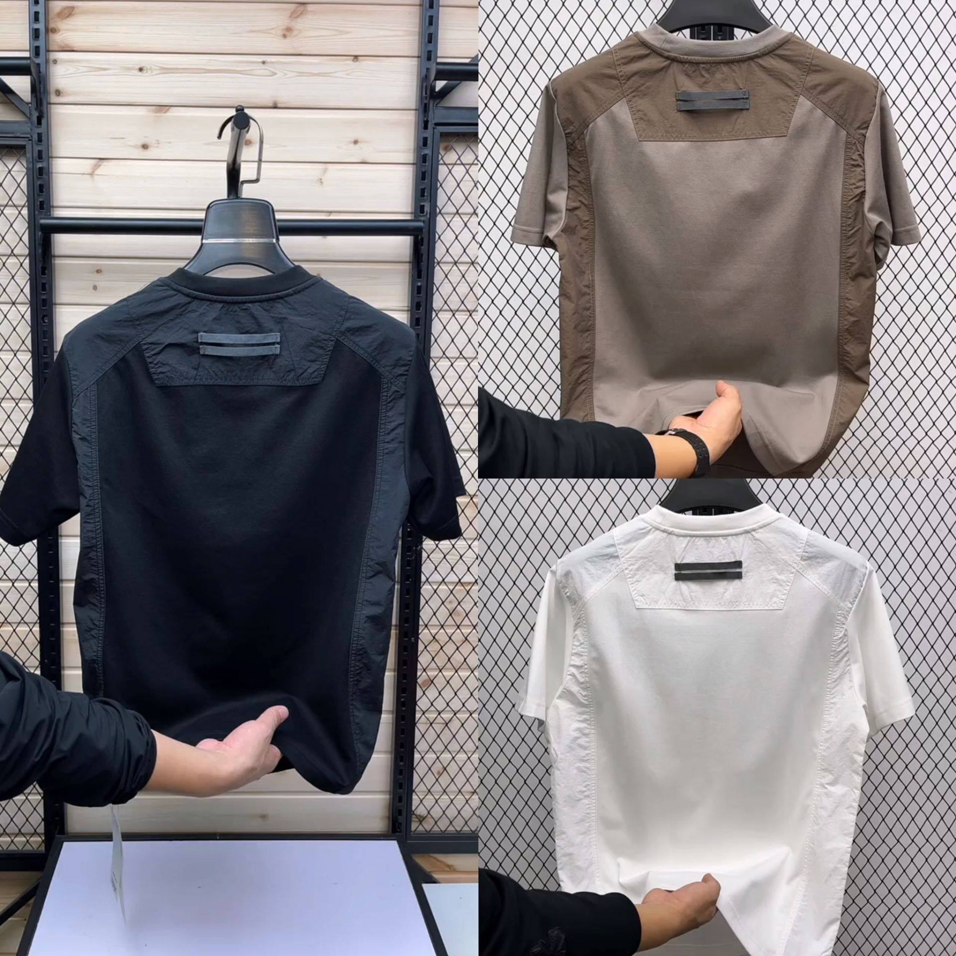 【现货】MY88新款男夏季拼接工装风短袖休闲潮流上衣圆领帅气T恤