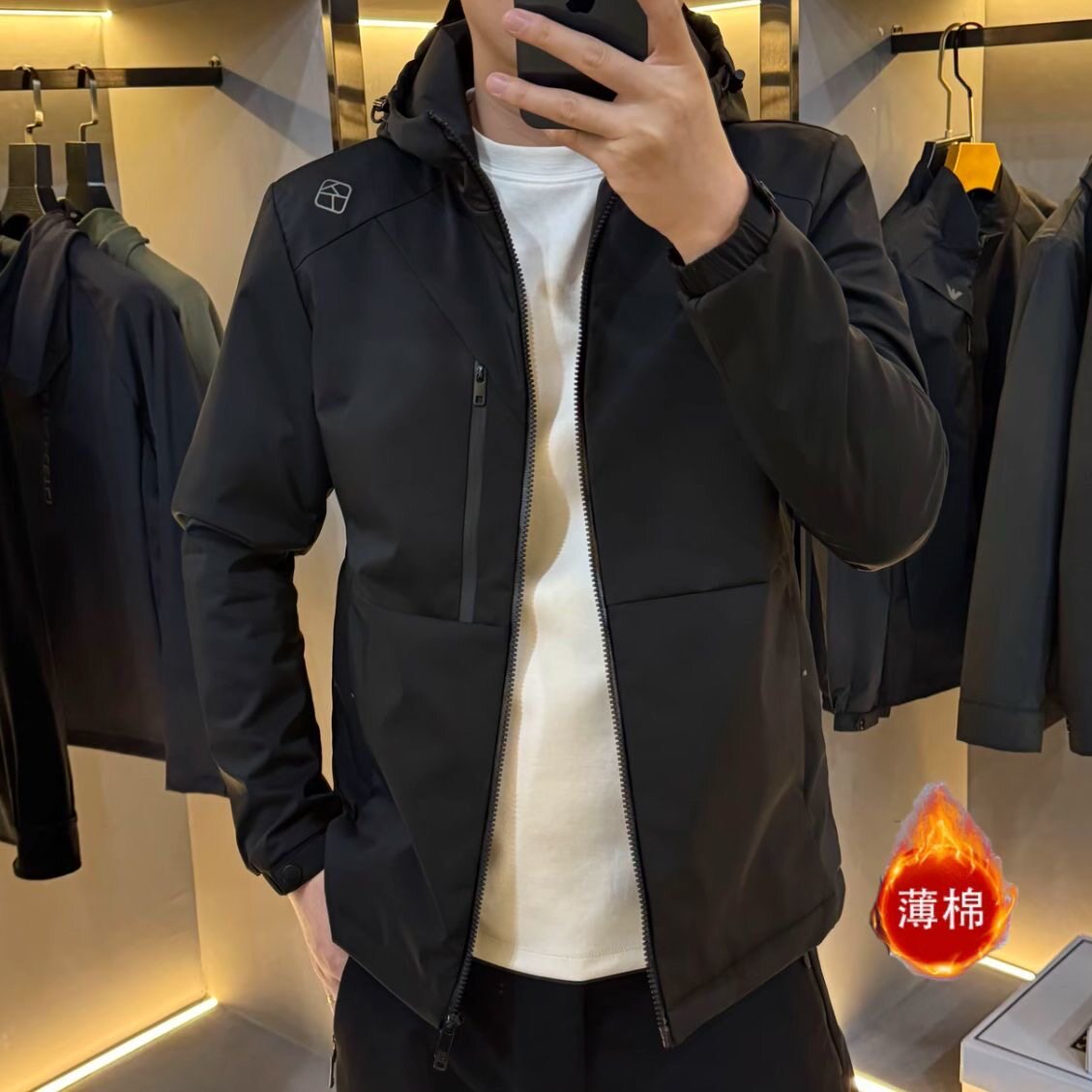 【现货】25330新款男士连帽棉衣时尚潮流百搭保暖外套户外休闲古