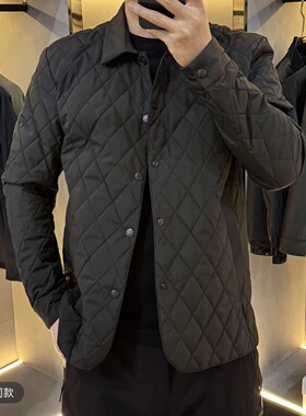 【现货】25340男士翻领菱形绗缝棉衣修身商务百搭薄款外套青年