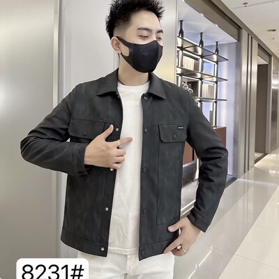 男士翻领皮夹克短款休闲百搭